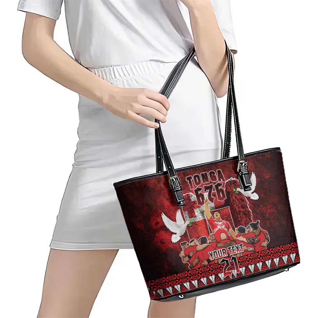 Custom Tonga 676 Haamonga a Maui Leather Tote Bag Tongan Sipi Tau Unique Dance LT9 - Polynesian Pride