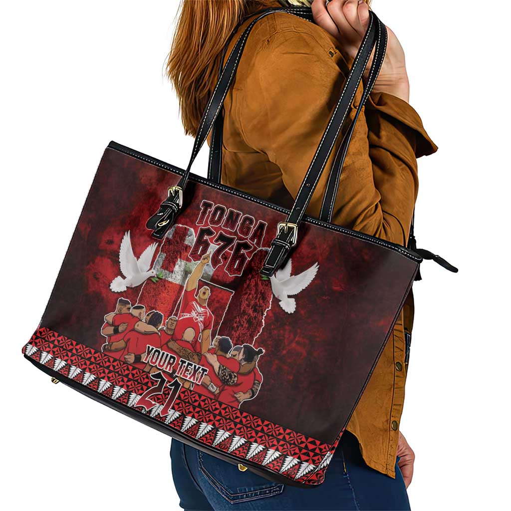 Custom Tonga 676 Haamonga a Maui Leather Tote Bag Tongan Sipi Tau Unique Dance LT9 - Polynesian Pride