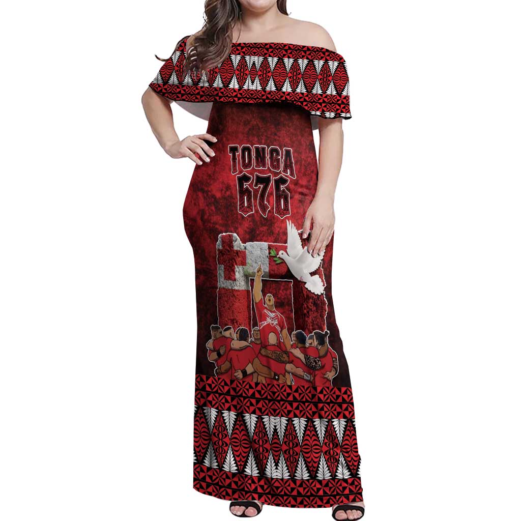 Custom Tonga 676 Haʻamonga ʻa Maui Off Shoulder Maxi Dress Tongan Sipi Tau Unique Dance