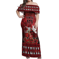 Custom Tonga 676 Haamonga a Maui Off Shoulder Maxi Dress Tongan Sipi Tau Unique Dance LT9 Women Red - Polynesian Pride