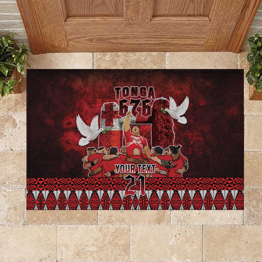 Custom Tonga 676 Haamonga a Maui Rubber Doormat Tongan Sipi Tau Unique Dance LT9 Red - Polynesian Pride