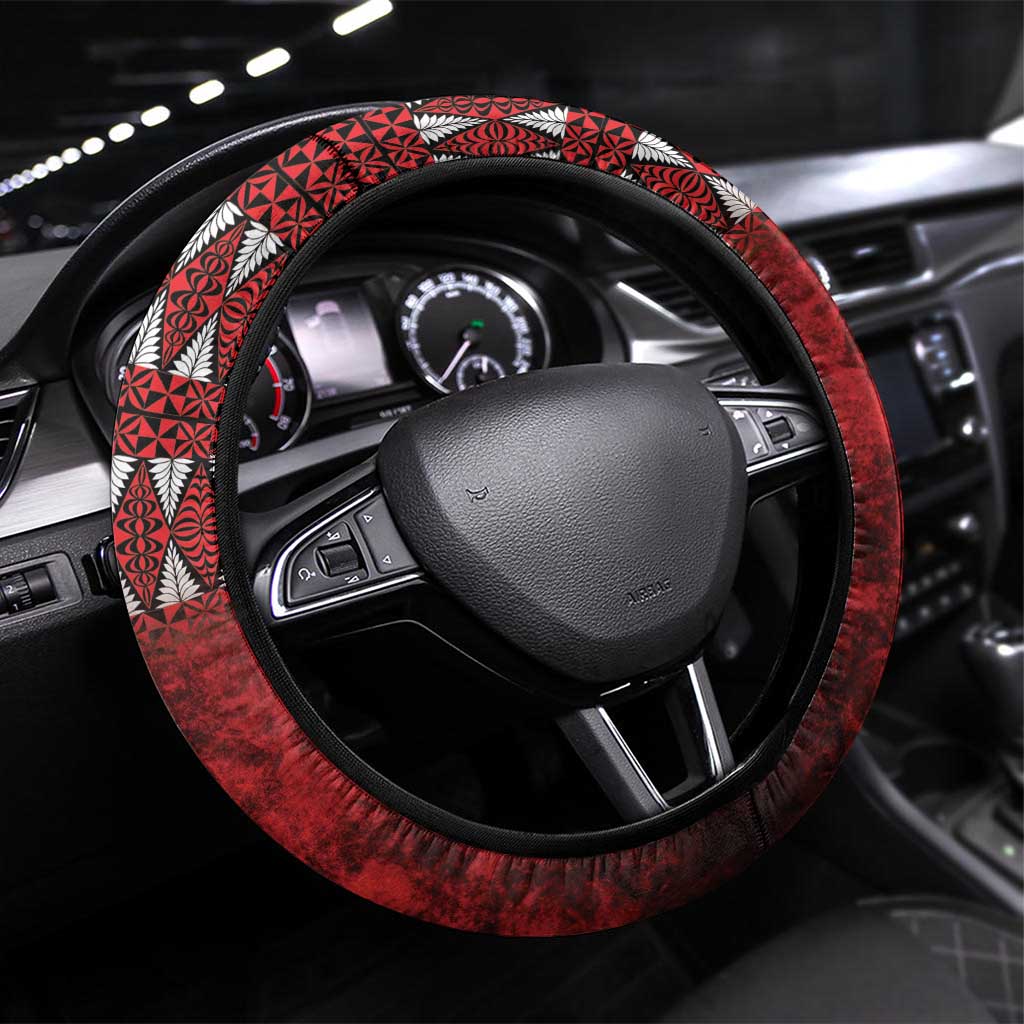 Tonga 676 Haamonga a Maui Steering Wheel Cover Tongan Sipi Tau Unique Dance LT9 Universal Fit Red - Polynesian Pride
