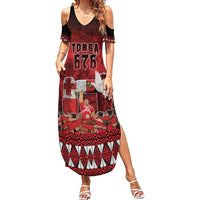 Custom Tonga 676 Haamonga a Maui Summer Maxi Dress Tongan Sipi Tau Unique Dance LT9 Women Red - Polynesian Pride