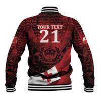 Custom Tonga XIII Rugby Tribal Tattoo Baseball Jacket Mate Ma'a Tonga Kupesi Ngatu Grunge Style LT9 - Polynesian Pride