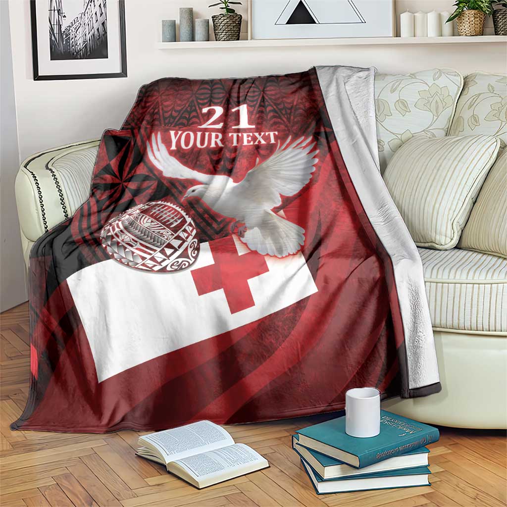 Custom Tonga XIII Rugby Tribal Tattoo Blanket Mate Ma'a Tonga Kupesi Ngatu Grunge Style LT9 Red - Polynesian Pride