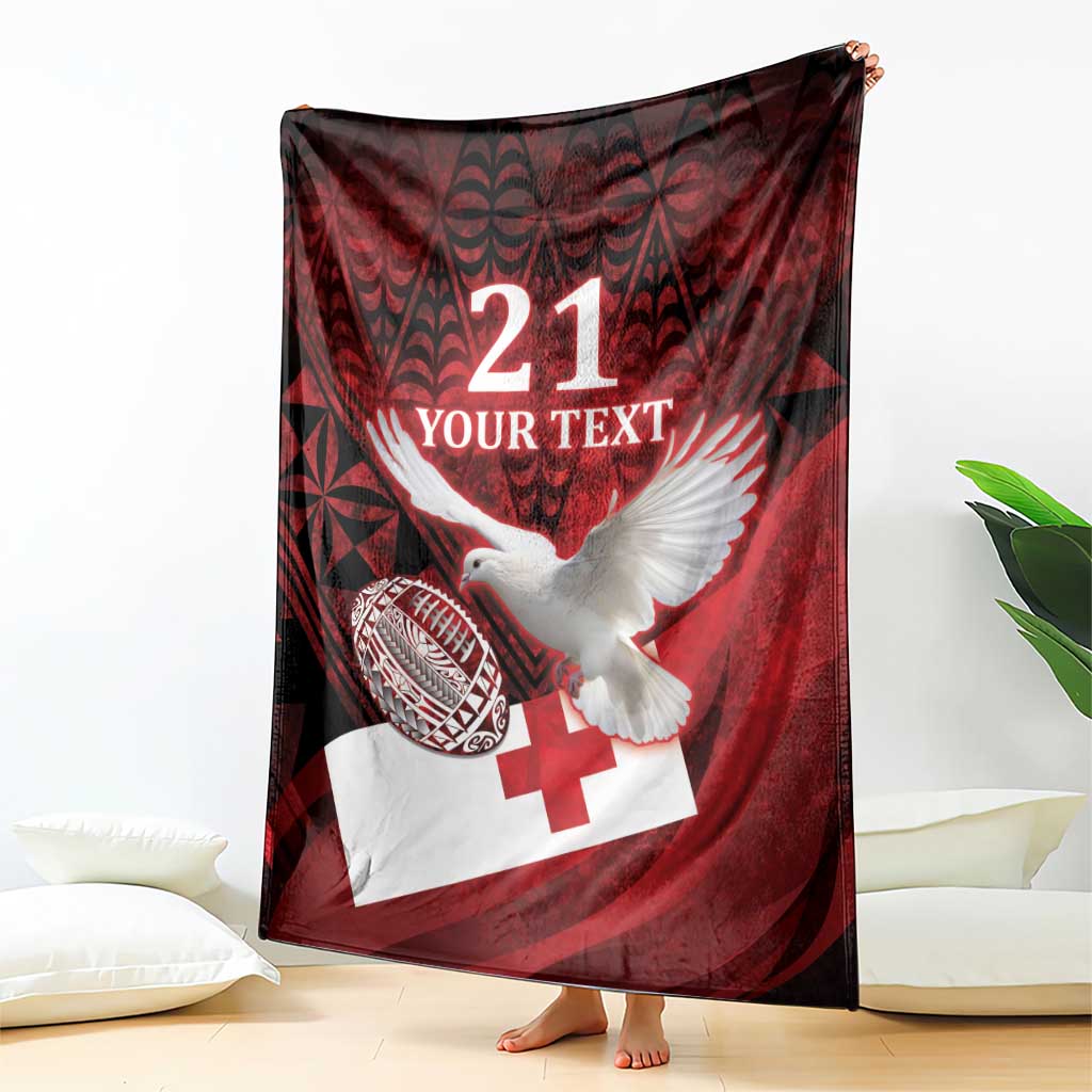 Custom Tonga XIII Rugby Tribal Tattoo Blanket Mate Ma'a Tonga Kupesi Ngatu Grunge Style LT9 - Polynesian Pride