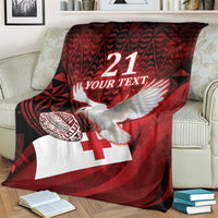 Custom Tonga XIII Rugby Tribal Tattoo Blanket Mate Ma'a Tonga Kupesi Ngatu Grunge Style LT9 - Polynesian Pride