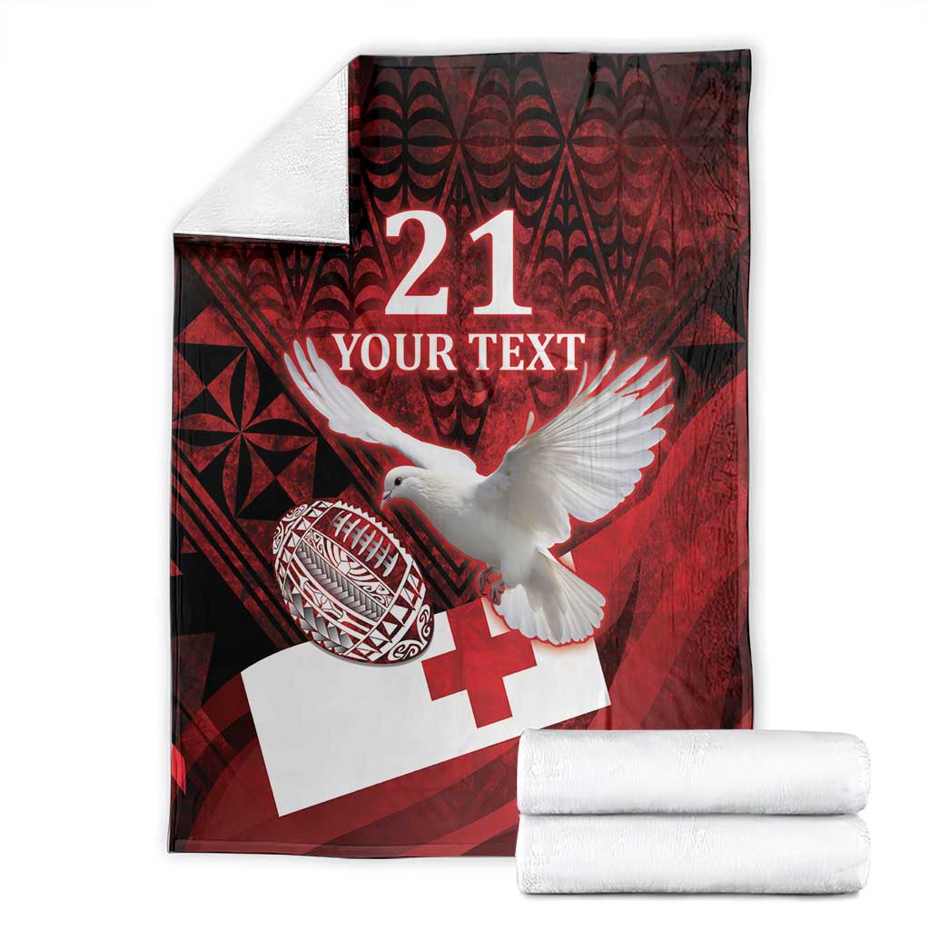 Custom Tonga XIII Rugby Tribal Tattoo Blanket Mate Ma'a Tonga Kupesi Ngatu Grunge Style LT9 - Polynesian Pride