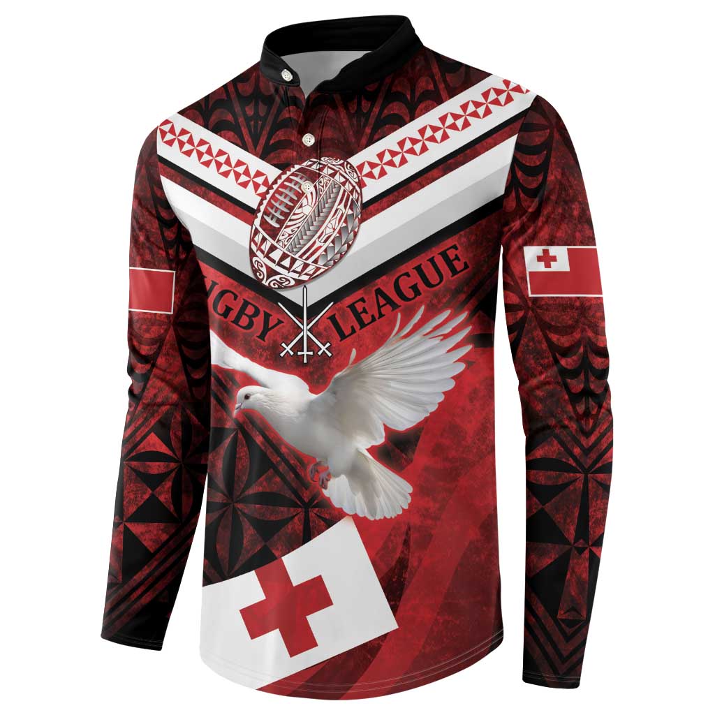 Custom Tonga XIII Rugby Tribal Tattoo Button Sweatshirt Mate Ma'a Tonga Kupesi Ngatu Grunge Style LT9 - Polynesian Pride