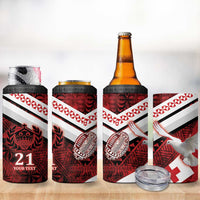 Custom Tonga XIII Rugby Tribal Tattoo 4 in 1 Can Cooler Tumbler Mate Ma'a Tonga Kupesi Ngatu Grunge Style