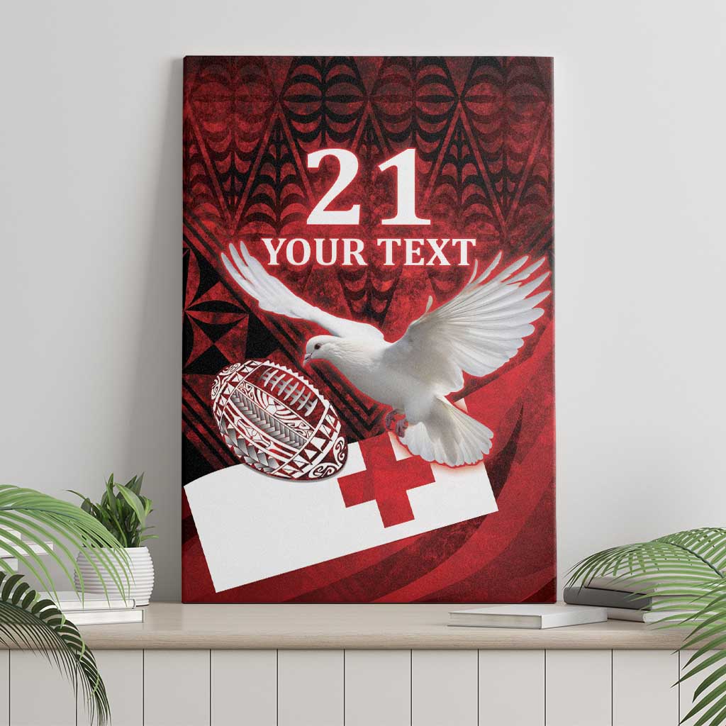 Custom Tonga XIII Rugby Tribal Tattoo Canvas Wall Art Mate Ma'a Tonga Kupesi Ngatu Grunge Style LT9 - Polynesian Pride