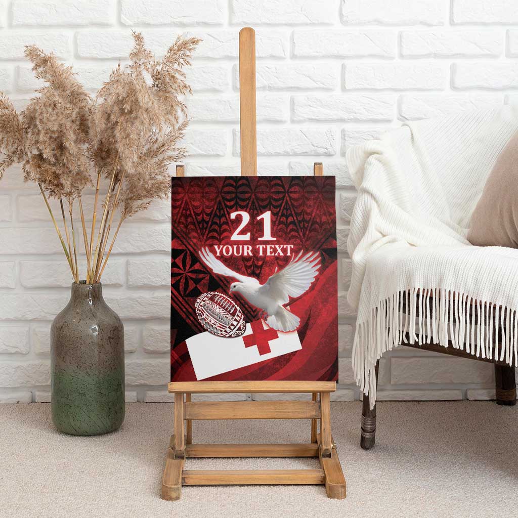 Custom Tonga XIII Rugby Tribal Tattoo Canvas Wall Art Mate Ma'a Tonga Kupesi Ngatu Grunge Style LT9 - Polynesian Pride
