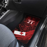 Custom Tonga XIII Rugby Tribal Tattoo Car Mats Mate Ma'a Tonga Kupesi Ngatu Grunge Style LT9 - Polynesian Pride