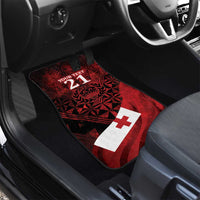 Custom Tonga XIII Rugby Tribal Tattoo Car Mats Mate Ma'a Tonga Kupesi Ngatu Grunge Style LT9 - Polynesian Pride