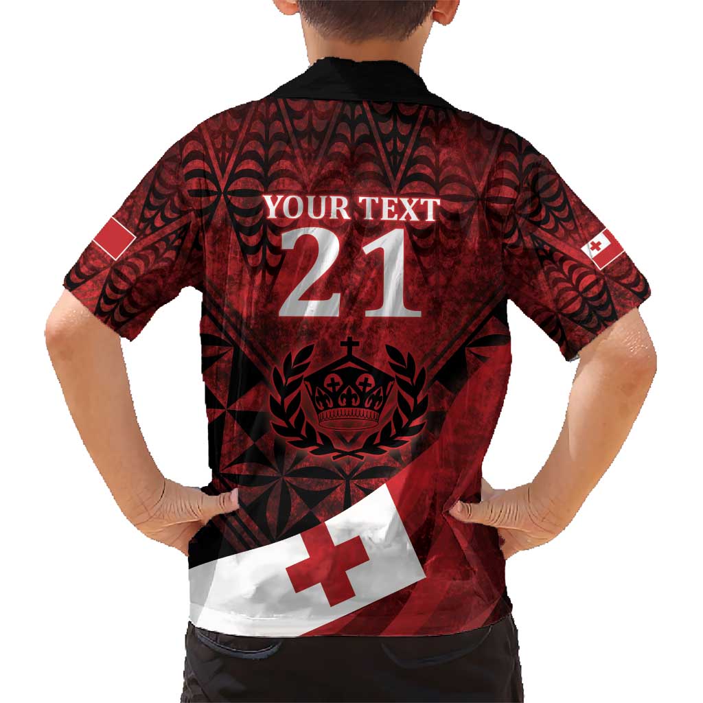 Custom Tonga XIII Rugby Tribal Tattoo Hawaiian Shirt Mate Ma'a Tonga Kupesi Ngatu Grunge Style LT9 - Polynesian Pride