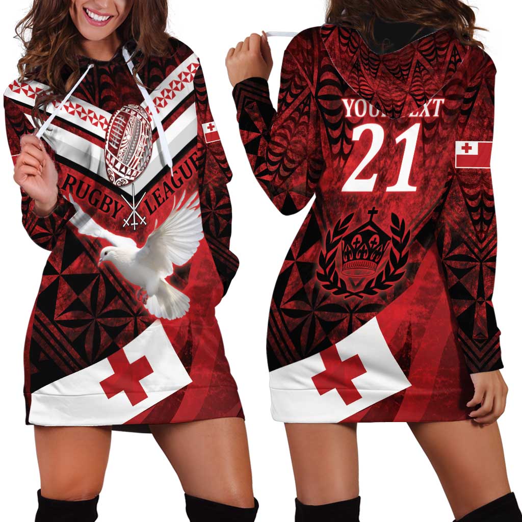 Custom Tonga XIII Rugby Tribal Tattoo Hoodie Dress Mate Ma'a Tonga Kupesi Ngatu Grunge Style