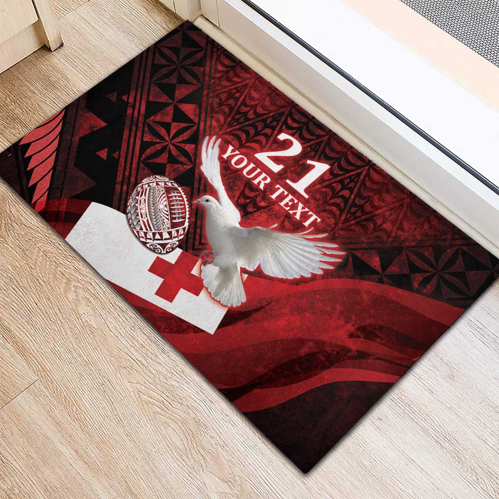 Custom Tonga XIII Rugby Tribal Tattoo Rubber Doormat Mate Ma'a Tonga Kupesi Ngatu Grunge Style LT9 - Polynesian Pride