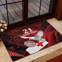 Custom Tonga XIII Rugby Tribal Tattoo Rubber Doormat Mate Ma'a Tonga Kupesi Ngatu Grunge Style LT9 - Polynesian Pride
