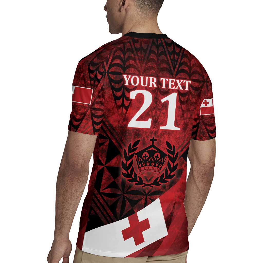 Custom Tonga XIII Rugby Tribal Tattoo Rugby Jersey Mate Ma'a Tonga Kupesi Ngatu Grunge Style LT9 - Polynesian Pride