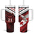 Custom Tonga XIII Rugby Tribal Tattoo Tumbler With Handle Mate Ma'a Tonga Kupesi Ngatu Grunge Style