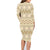 Pasifika Sataoa Pattern Simple Motif Family Matching Long Sleeve Bodycon Dress and Hawaiian Shirt Beige Tan LT9 - Polynesian Pride