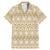 Pasifika Sataoa Pattern Simple Motif Family Matching Mermaid Dress and Hawaiian Shirt Beige Tan LT9 Dad's Shirt - Short Sleeve Beige Tan - Polynesian Pride