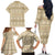 Pasifika Sataoa Pattern Simple Motif Family Matching Off Shoulder Long Sleeve Dress and Hawaiian Shirt Beige Tan LT9 - Polynesian Pride