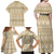 Pasifika Sataoa Pattern Simple Motif Family Matching Off Shoulder Maxi Dress and Hawaiian Shirt Beige Tan LT9 - Polynesian Pride