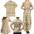 Pasifika Sataoa Pattern Simple Motif Family Matching Summer Maxi Dress and Hawaiian Shirt Beige Tan LT9 - Polynesian Pride