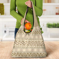 Pasifika Sataoa Pattern Simple Motif Grocery Bag Beige Tan LT9 - Polynesian Pride