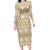 Pasifika Sataoa Pattern Simple Motif Long Sleeve Bodycon Dress Beige Tan LT9 Long Dress Beige Tan - Polynesian Pride