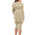 Pasifika Sataoa Pattern Simple Motif Long Sleeve Bodycon Dress Beige Tan LT9 - Polynesian Pride