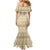 Pasifika Sataoa Pattern Simple Motif Mermaid Dress Beige Tan LT9 - Polynesian Pride