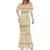 Pasifika Sataoa Pattern Simple Motif Mermaid Dress Beige Tan LT9 - Polynesian Pride