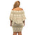 Pasifika Sataoa Pattern Simple Motif Off Shoulder Short Dress Beige Tan LT9 - Polynesian Pride