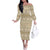 Pasifika Sataoa Pattern Simple Motif Off The Shoulder Long Sleeve Dress Beige Tan LT9 Women Beige Tan - Polynesian Pride