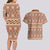 Pasifika Sataoa Pattern Simple Motif Couples Matching Long Sleeve Bodycon Dress and Hawaiian Shirt Brown Beige Tan LT9 - Polynesian Pride