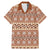 Pasifika Sataoa Pattern Simple Motif Family Matching Mermaid Dress and Hawaiian Shirt Brown Beige Tan LT9 Dad's Shirt - Short Sleeve Brown - Polynesian Pride