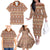 Pasifika Sataoa Pattern Simple Motif Family Matching Off Shoulder Long Sleeve Dress and Hawaiian Shirt Brown Beige Tan LT9 - Polynesian Pride