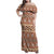 Pasifika Sataoa Pattern Simple Motif Family Matching Off Shoulder Maxi Dress and Hawaiian Shirt Brown Beige Tan LT9 Mom's Dress Brown - Polynesian Pride