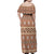 Pasifika Sataoa Pattern Simple Motif Family Matching Off Shoulder Maxi Dress and Hawaiian Shirt Brown Beige Tan LT9 - Polynesian Pride