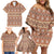 Pasifika Sataoa Pattern Simple Motif Family Matching Off Shoulder Short Dress and Hawaiian Shirt Brown Beige Tan LT9 - Polynesian Pride