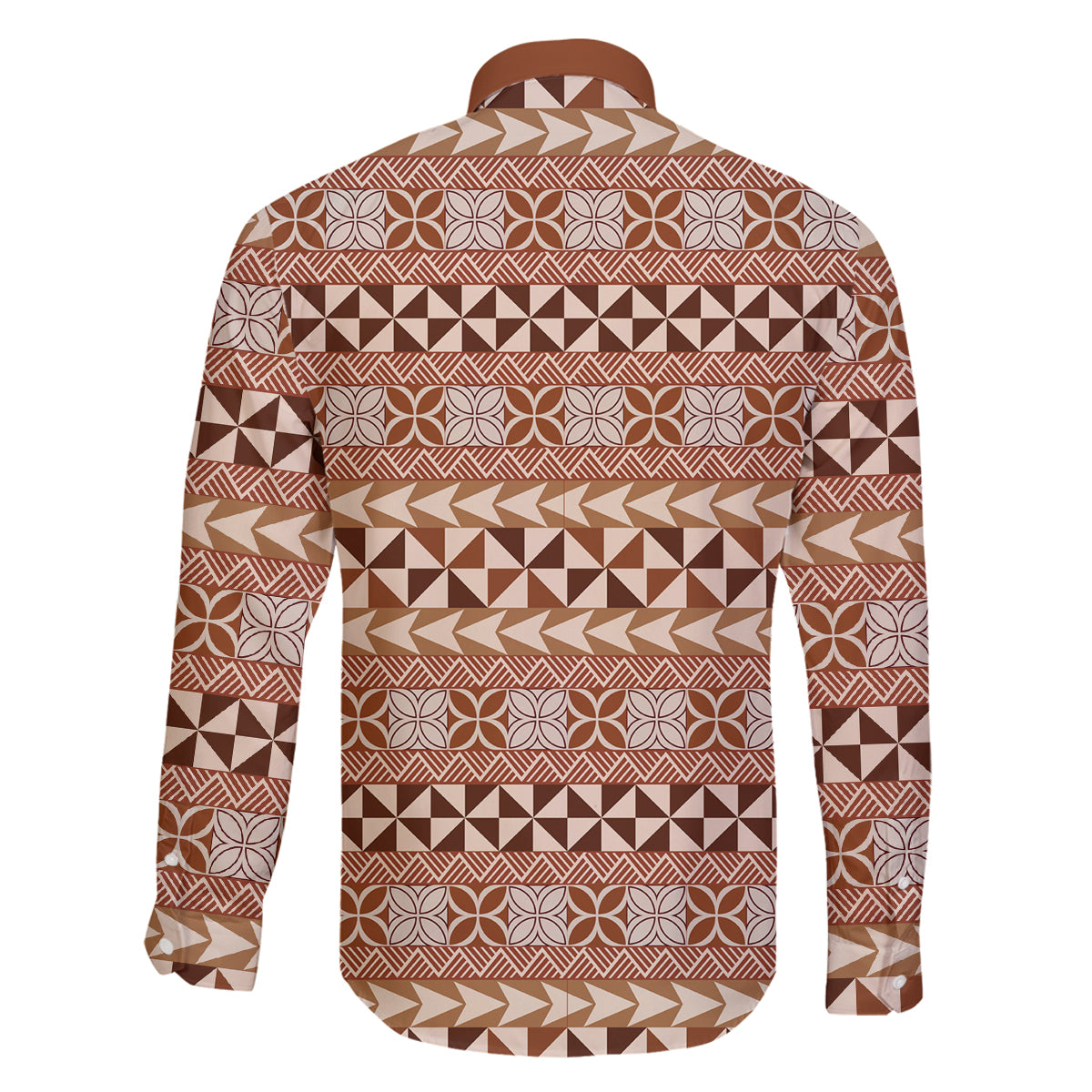 Pasifika Sataoa Pattern Simple Motif Family Matching Off Shoulder Short Dress and Hawaiian Shirt Brown Beige Tan LT9 - Polynesian Pride
