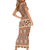 Pasifika Sataoa Pattern Simple Motif Family Matching Short Sleeve Bodycon Dress and Hawaiian Shirt Brown Beige Tan LT9 - Polynesian Pride