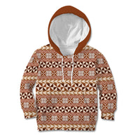 Pasifika Sataoa Pattern Simple Motif Kid Hoodie Brown Beige Tan LT9 Hoodie Brown - Polynesian Pride