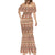 Pasifika Sataoa Pattern Simple Motif Mermaid Dress Brown Beige Tan LT9 - Polynesian Pride