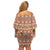 Pasifika Sataoa Pattern Simple Motif Off Shoulder Short Dress Brown Beige Tan LT9 - Polynesian Pride