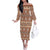 Pasifika Sataoa Pattern Simple Motif Off The Shoulder Long Sleeve Dress Brown Beige Tan LT9 Women Brown - Polynesian Pride