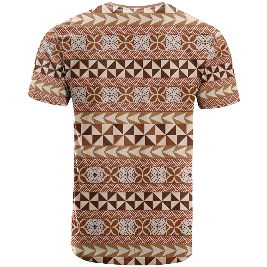 Pasifika Sataoa Pattern Simple Motif T Shirt Brown Beige Tan LT9 - Polynesian Pride