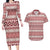 Pasifika Sataoa Pattern Simple Motif Couples Matching Long Sleeve Bodycon Dress and Hawaiian Shirt Cherry LT9 Cherry - Polynesian Pride